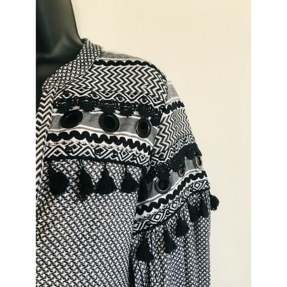 DodoBarOr Peasant Top Nathaniel Cotton V-Neck Boho Festival Pom Pom Girlcore, M - Picture 6 of 14